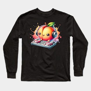 Watercolor Kawaii Peach Dj Long Sleeve T-Shirt